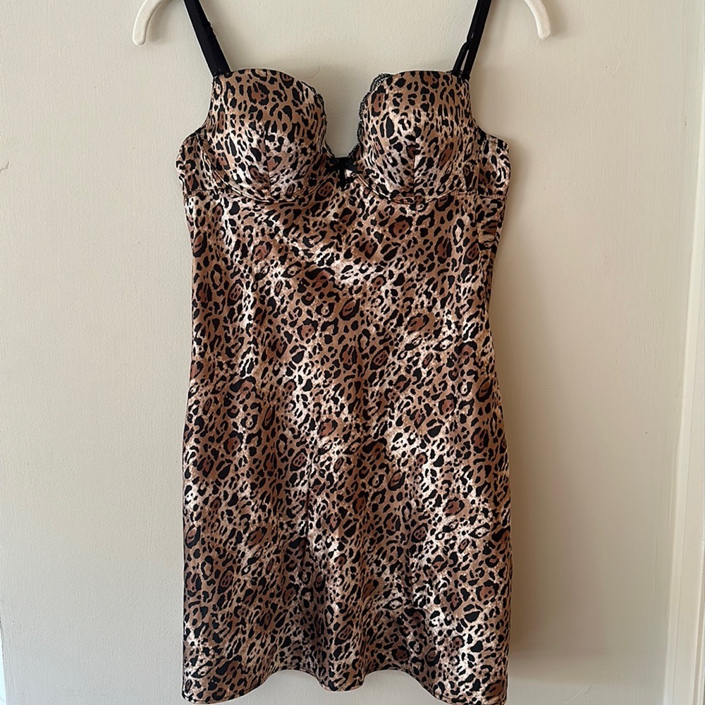 Victorias Secret Leopard Satin Slip Dress